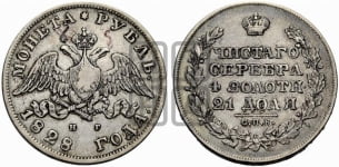Рубль 1828 года СПБ/НГ (Орел с опущенными крыльями)