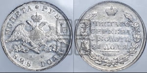 Рубль 1828 года СПБ/НГ (Орел с опущенными крыльями)