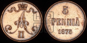 5 пенни 1875 года