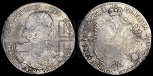 Полтина 1718 года OK/L (портрет в латах, без пряжки на плече, знак медальера ОК, инициалы  минцмейстера L или LL)