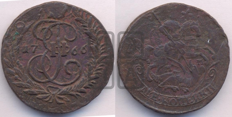 2 копейки 1766 года (ММ, Красный монетный двор)