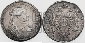 Рубль 1734 года (тип 1735 года, “B” в наплечнике)
