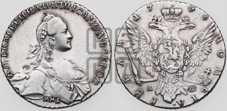 Рубль 1768 года ( MMД, без шарфа на шее)