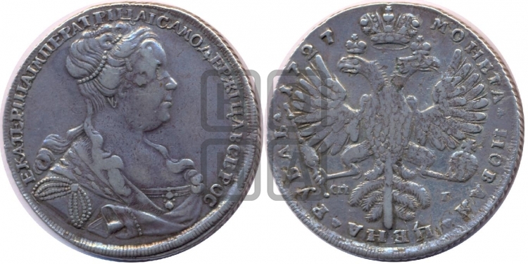 Рубль 1727 года (Портрет вправо, Петербургский тип, голова большая)