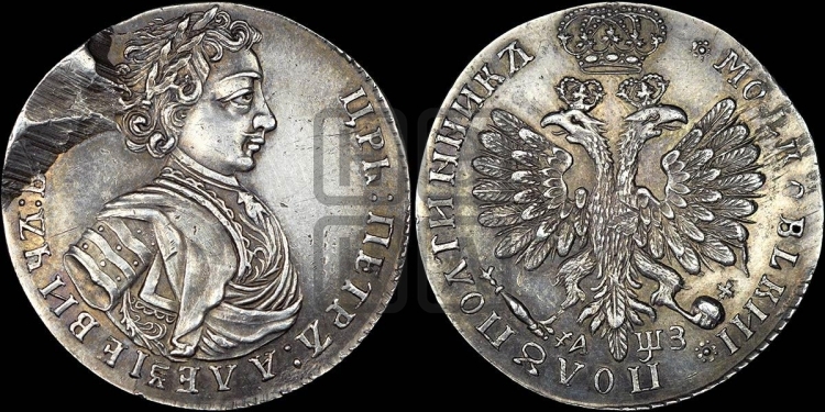 Полуполтинник 1707 года (украшения на груди)