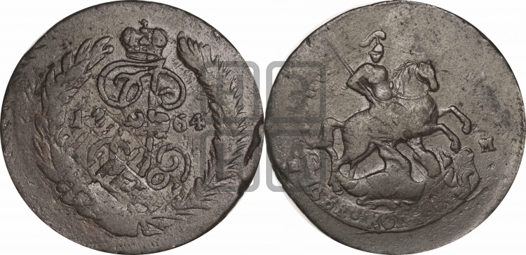 2 копейки 1764 года (СПМ, Санкт-Петербургский монетный двор)