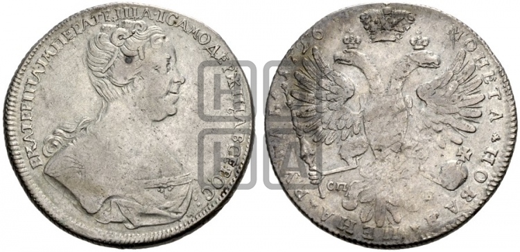 Рубль 1726 года (Портрет вправо, Петербургский тип, знак двора СПБ под орлом)