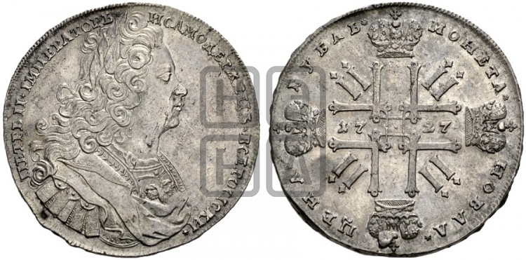 Рубль 1727 года (московский тип, гурт надпись)