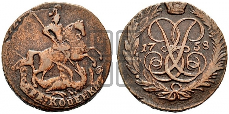 2 копейки 1758 года (гурт “ЕКАТЕРИНБУРГСКОГО ДВОРА”)