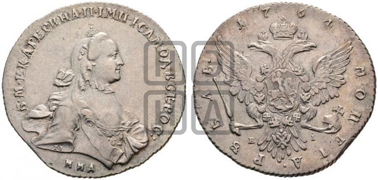 Рубль 1764 года (с шарфом на шее)