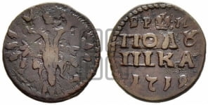 Полушка 1719 года ( без букв монетного двора, все разновидности без отметки редкости)