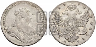 Рубль 1738 года (петербургский тип, без СПБ, московский орел)