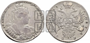 Рубль 1733 года (без броши на груди, разновидности не отмеченные редкостью)