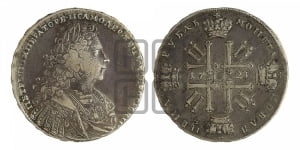Рубль 1728 года (голова внутри надписи, со звездой на плаще)