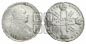 Рубль 1728 года (голова внутри надписи, со звездой на плаще)