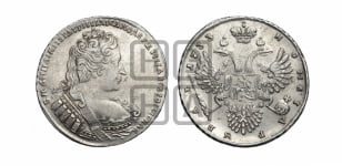 Рубль 1733 года (без броши на груди, разновидности не отмеченные редкостью)