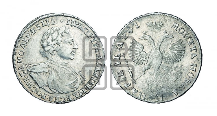 1 рубль 1719 года (портрет в латах, знак медальера ОК, без обозначения минцмейстера)