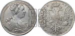Рубль 1727 года СП-Б (Портрет вправо, Петербургский тип, голова большая)