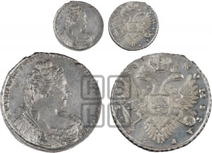 Рубль 1733 года (без броши на груди, разновидности не отмеченные редкостью)