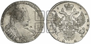 Рубль 1733 года (без броши на груди, разновидности не отмеченные редкостью)