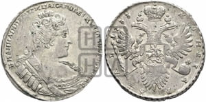 Рубль 1733 года (без броши на груди, разновидности не отмеченные редкостью)