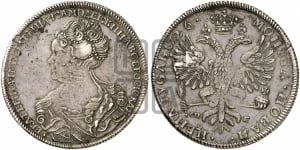 Рубль 1726 года СП-Б (Портрет влево, Петербургский тип, знак двора СПБ под орлом)