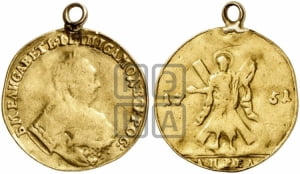 Червонец 1751 года (на реверсе Св. Андрей)