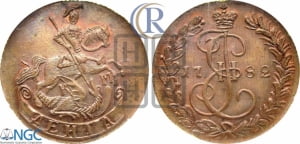 Денга 1782 года КМ (КМ, Сузунский монетный двор). Новодел.