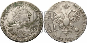 1 рубль 1719 года OK/L (портрет в латах, знак медальера ОК, инициалы минцмейстера L или ILL)