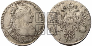 Полтина 1734 года (тип 1735 года, с кулоном на груди)
