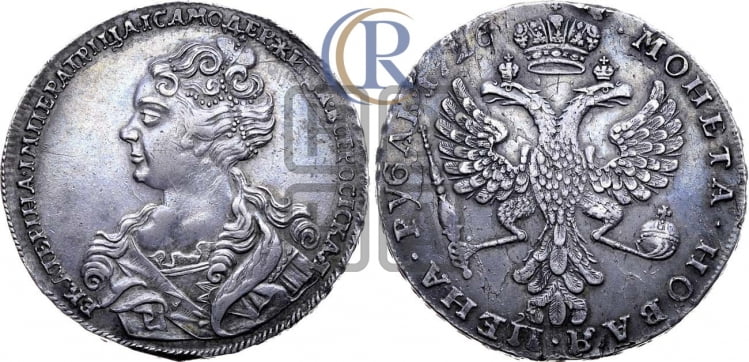 Рубль 1726 года (Портрет влево, Московский тип, хвост орла узкий)