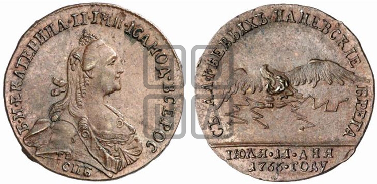 Жетон 1766 года (в память придворной карусели 16 июня 1766 г.)