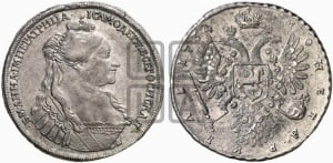 Рубль 1734 года (тип 1735 года, “B” в наплечнике)