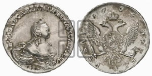 Рубль 1754 года СПБ / I M (СПБ, портрет работы Скотта)