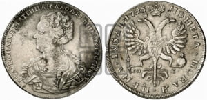 Рубль 1725 года СП-Б (Портрет влево, Петербургский тип, знак двора СПБ под орлом)