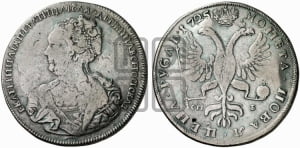 Рубль 1725 года СП-Б (Портрет влево, Петербургский тип, знак двора СПБ под орлом)