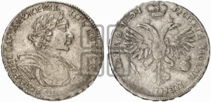 Полтина 1719 года (портрет в латах, без пряжки на плече, без знака медальера и минцмейстера)