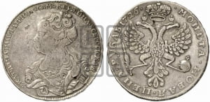 Рубль 1726 года (Портрет влево, Московский тип, хвост орла узкий)