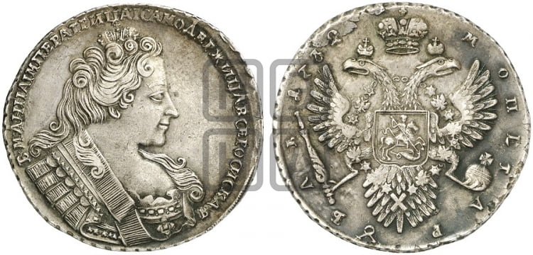 Рубль 1732 года (остальные разновидности, не выделенные редкостью)