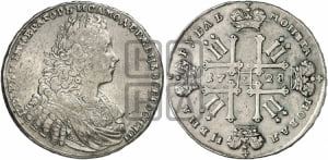 Рубль 1728 года (голова внутри надписи, со звездой на плаще)