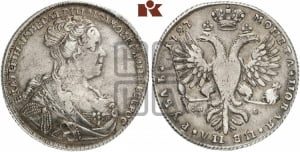 Рубль 1727 года СП-Б (Портрет вправо, Петербургский тип, голова большая)