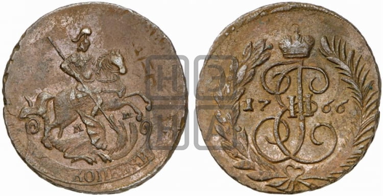 2 копейки 1766 года (ММ, Красный монетный двор)