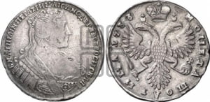 Полтина 1733 года (голова меньше, ближе к центру)