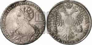 Рубль 1725 года СПБ СП-Б (Портрет влево, Петербургский тип, СПБ на лицевой, в начале круговой надписи, и на оборотной сторонах)