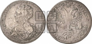 Рубль 1725 года СП-Б (Портрет влево, Петербургский тип, знак двора СПБ под орлом)