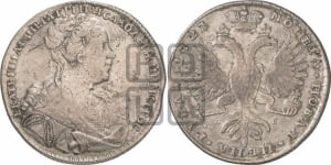 Рубль 1727 года СП-Б (Портрет вправо, Петербургский тип, голова большая)