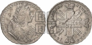 Рубль 1729 года ( “Лисий нос”, с орденской лентой, рукав закрытый)