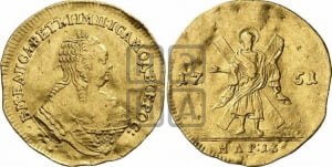 Червонец 1751 года (на реверсе Св. Андрей)