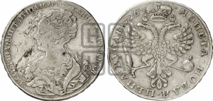 Рубль 1726 года (Портрет влево, Московский тип, хвост орла узкий)