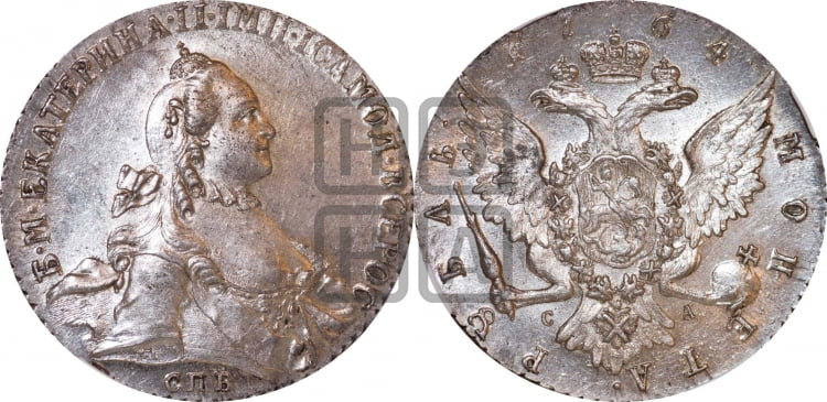 Рубль 1764 года (с шарфом на шее)
